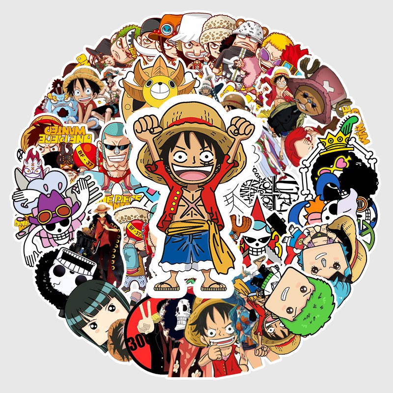 Set 50 Nhãn Dán Hình Nhân Vật Hoạt Hình One Piece Chống Thấm Nước