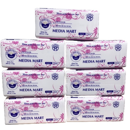 Bịch 300 Tờ Khăn Giấy Rút 3 Lớp Cao Cấp Media Mart