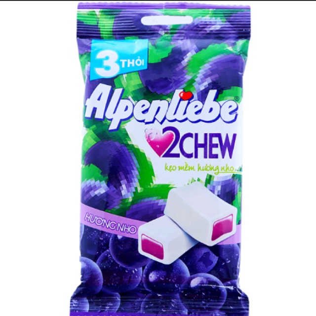 Kẹo mềm Alpenliebe 2Chew hương Nho thanh 24.5g