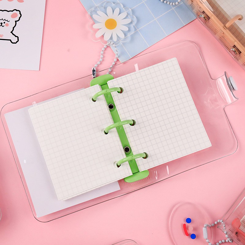 Bìa sổ tay Infeel.Me mini trong suốt thiết kế rời với 3 lỗ vòng cố định phong cách Kpop