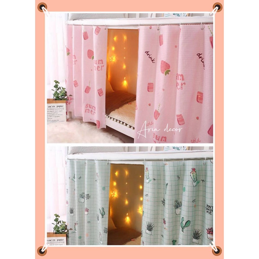 [ Quà]Rèm ký túc xá sinh viên ARIA DECOR,ktx giường tầng 1 lớp , rèm chống muỗi, che ánh sáng tạo không gian riêng