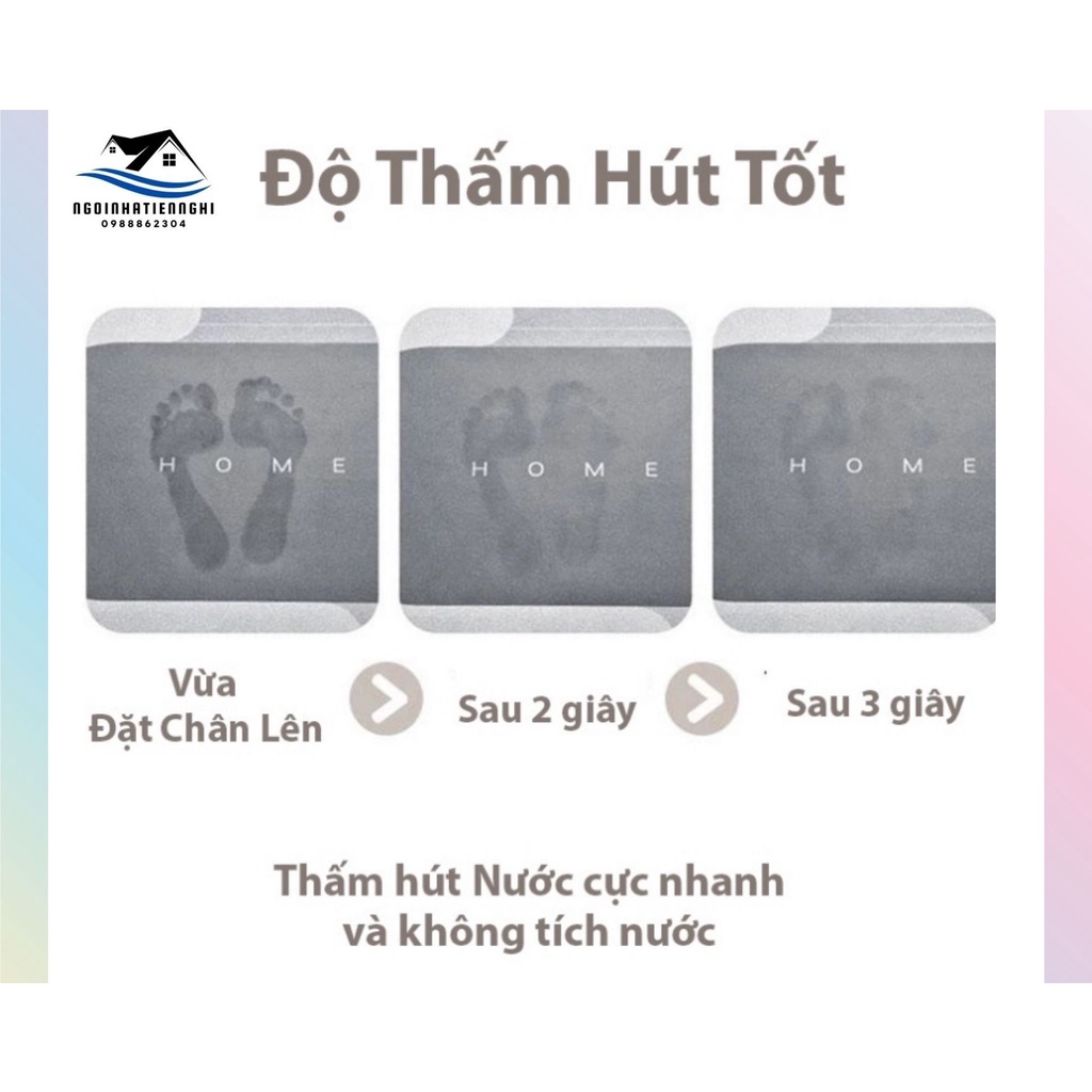 Thảm Lau Chân Nhà Tắm Siêu Thấm Hút Loại 1 40*60, Chống Trơn Trượt Cao Cấp 2022 Siêu Mềm Dày với 4 lớp