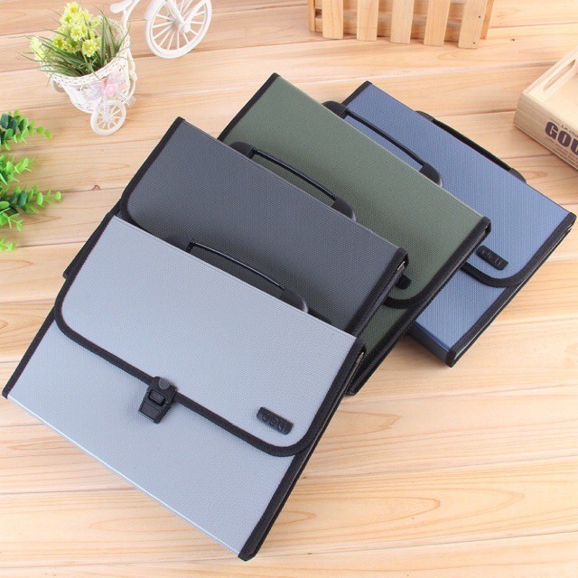 Cặp Đựng Tài Liệu 12 Ngăn Quai Xách Sần Deli No 5556