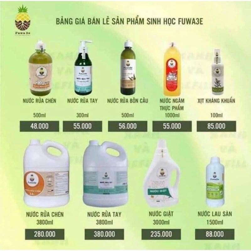 Nước rửa tay sinh học Fuwa3e 300ml (tinh dầu Quýt)