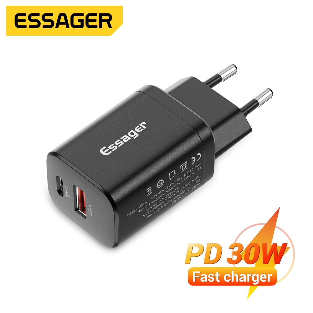 Bộ sạc nhanh Essager 30W QC PD 3.0 USB type c thích hợp cho iP 13 12 iP Xiaomi