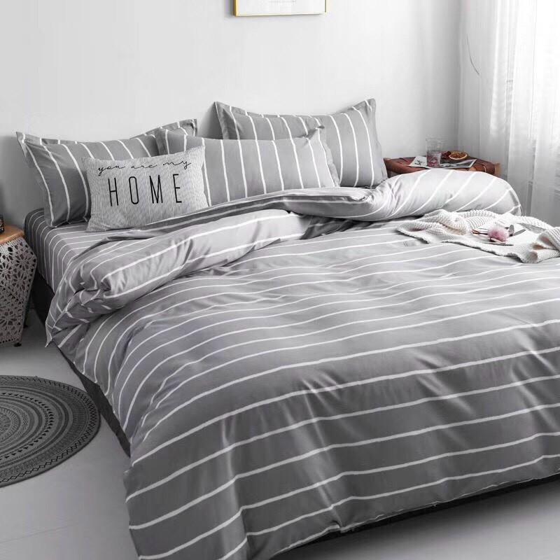 Bộ chăn ga gối ga giường cotton poly Hàn Quốc các mẫu kẻ caro vintage - Ngân Khánh Bedding drap giường