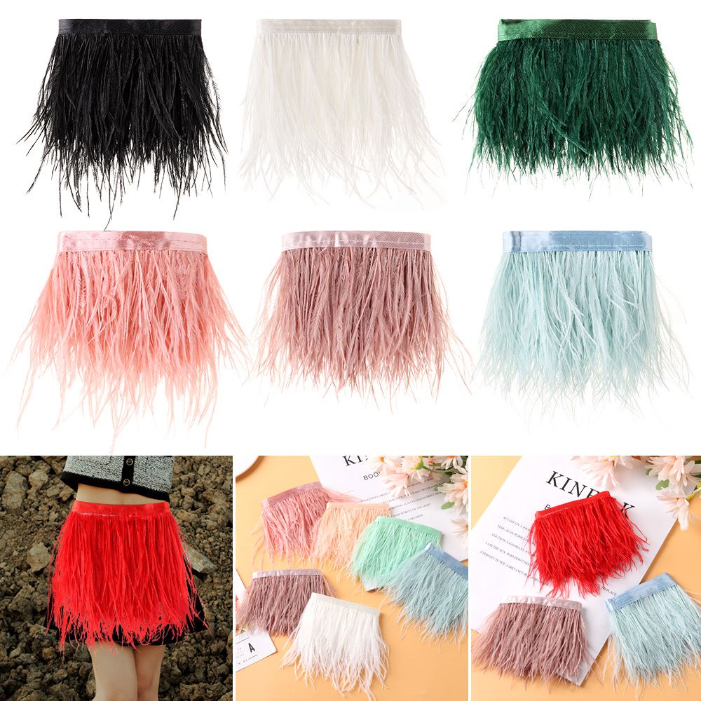 Dây ruy băng đính lông đà điểu rộng 8-10 CM trang trí đa dụng