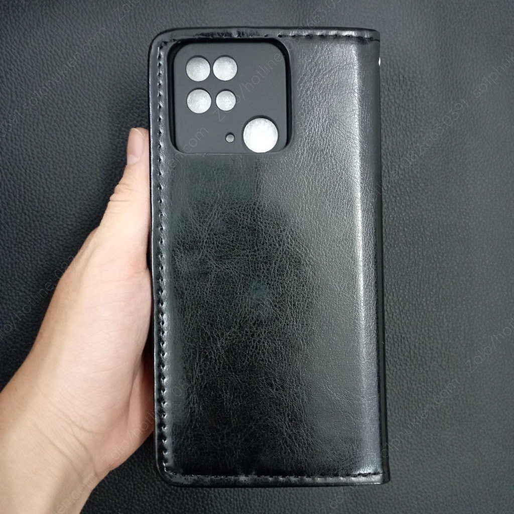 Bao da (ốp da, ví da) Xiaomi Redmi 10C / Poco C40 có ngăn đựng thẻ, chống xem phim, chất da mịn, sang trọng bền đẹp