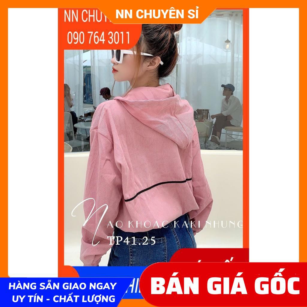 ẢNH THẬT ⚡ KHOÁC KAKI NHUNG TĂM THÊU LOGO GC - TP41.25 - KHOÁC NHUNG TĂM THÊU - ÁO KHOÁC PHỐI SỌC