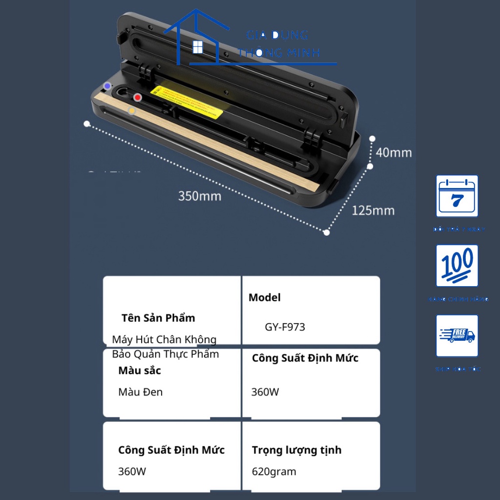 Máy Hút Chân Không Thực Phẩm Kèm Hàn Miệng Vacuum Sealer  Hút Siêu Khỏ