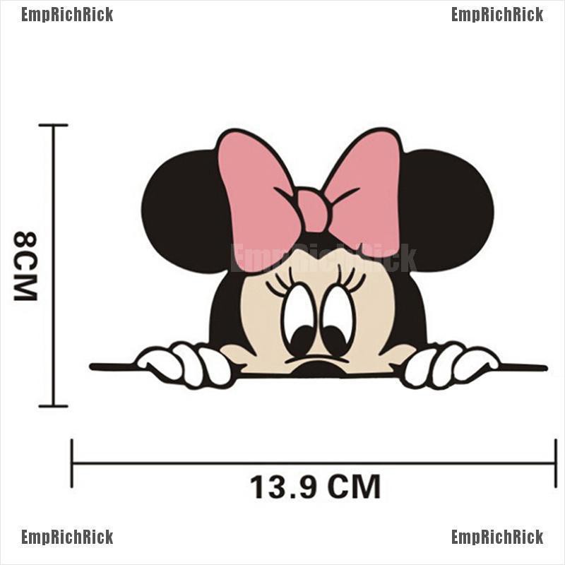 1 Sticker Dán Kính Chiếu Hậu Hình Chuột Mickey Dễ Thương Kích Thước 14x8cm