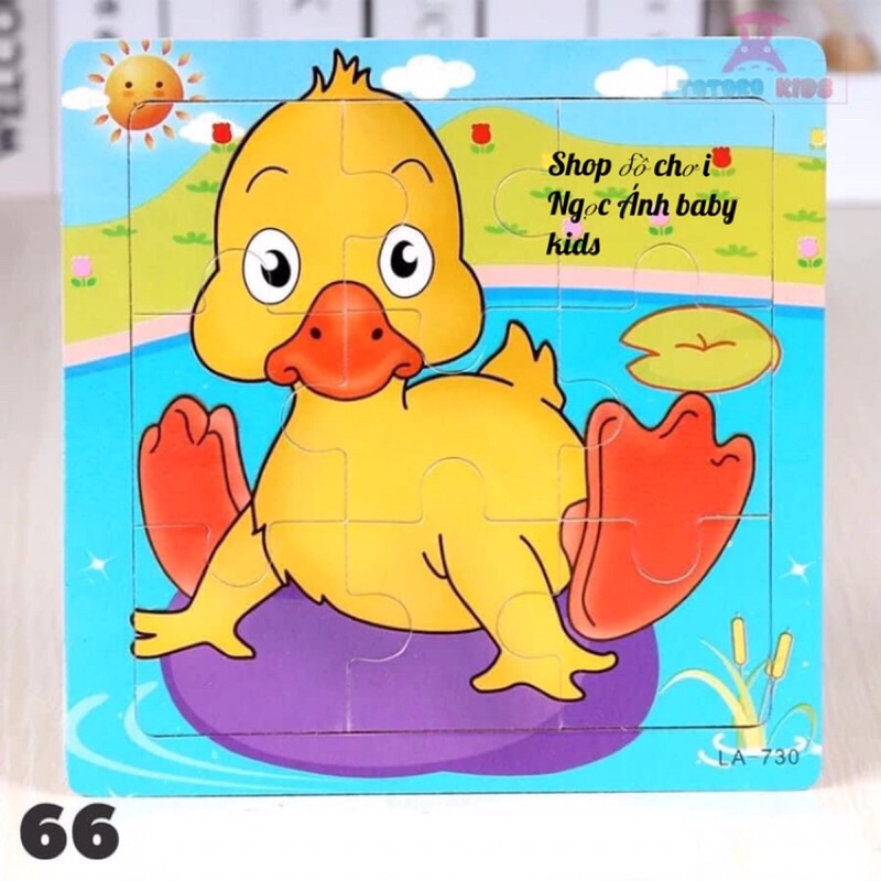 Tranh ghép hình các con vật 9 mảnh bằng gỗ