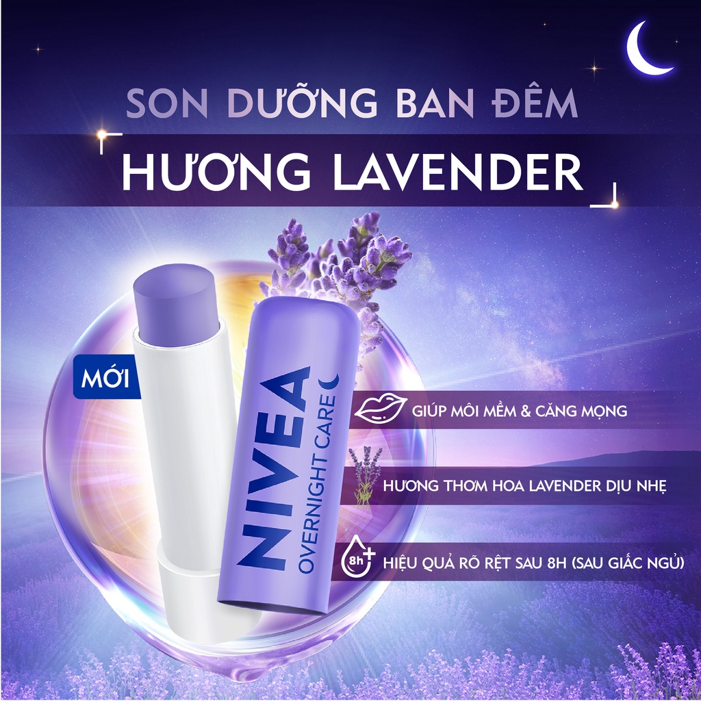 Son Dưỡng Môi Nivea Overnight Care Ban Đêm 4.8g