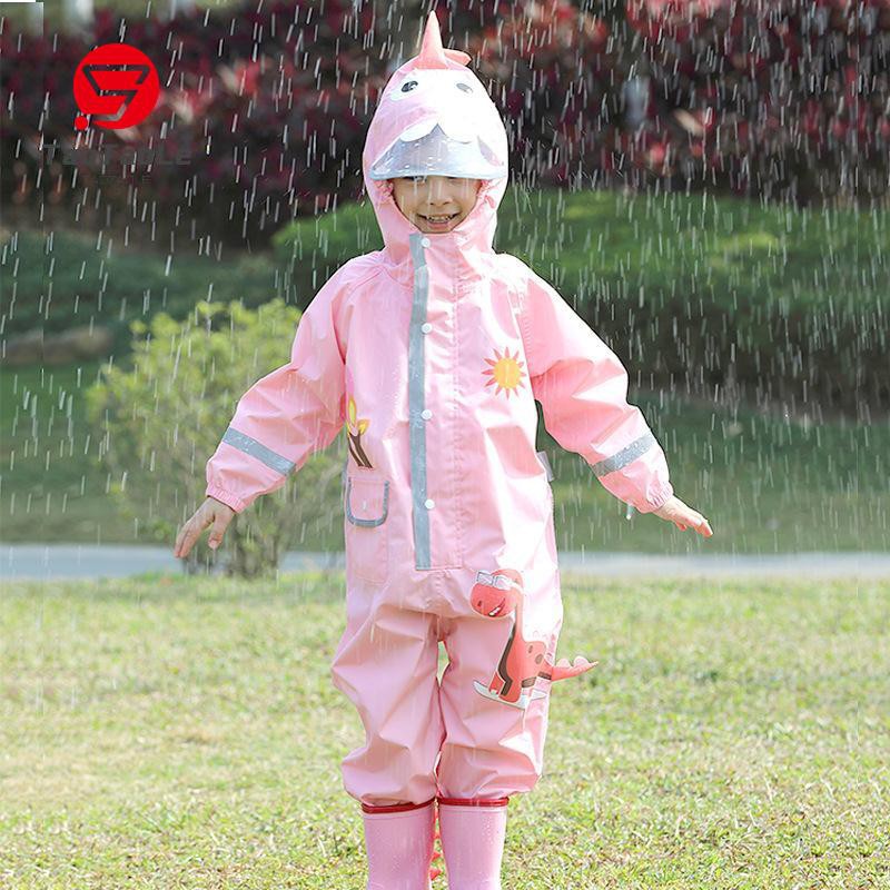 Khủng long ba chiều trẻ em áo mưa một mảnh bé trai bé gái bé bé poncho phản quang và thoáng khí