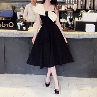 Váy đen nơ lệch vai xinh xẻo