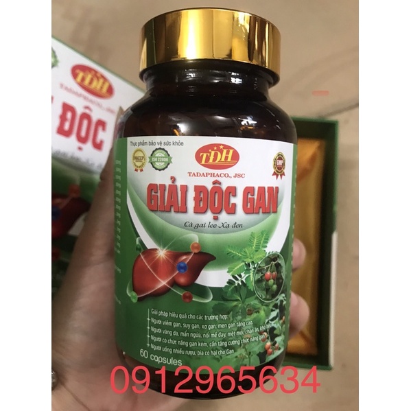 Giải độc gan Cà gai leo xạ đen hỗ trợ viêm gan suy gan men gan cao mát gan người uống rượu bia nóng gan hàng VN 60v