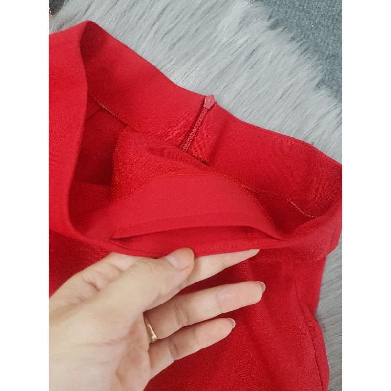 Chân váy công sở váy bút chì dáng ngắn màu đen+đỏ