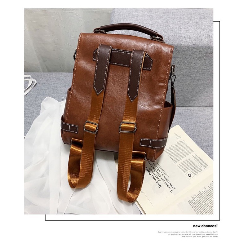 BALO THỜI TRANG NỮ BALO ĐI HỌC HỘP VUÔNG VINTAGE DA PU ULZZANG BLN55H183