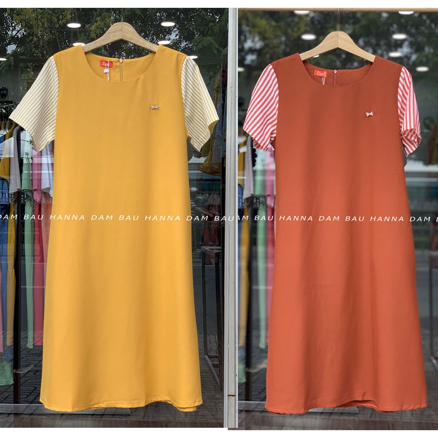 [HANNA] Đầm bầu công sở tphcm đẹp lịch sự có size tới 70kg vải mềm mát thấm mồ hôi tốt có 2 túi bên sườn sale giá rẻ