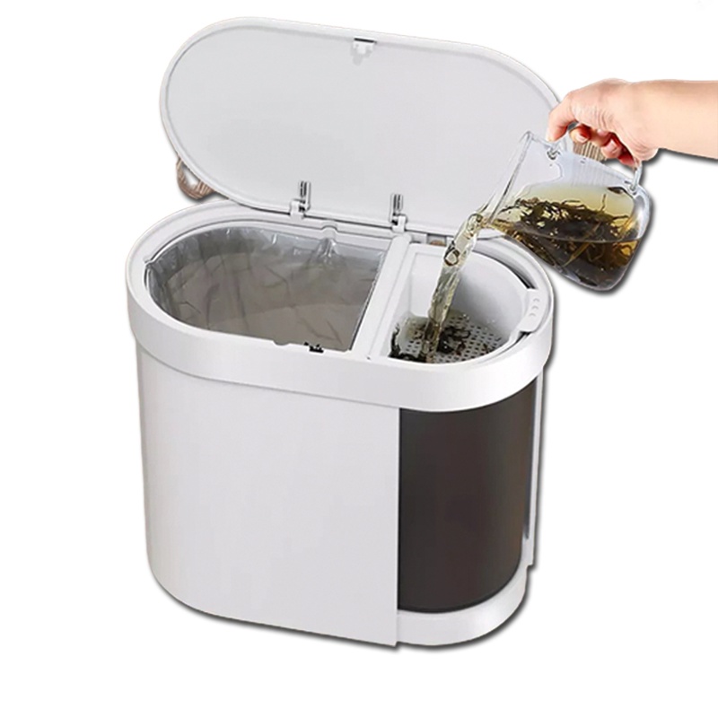 Thùng đựng rác thông minh thiết kế 2 ngăn có bộ lọc trà dung tích 15L chất liệu ABS siêu bền