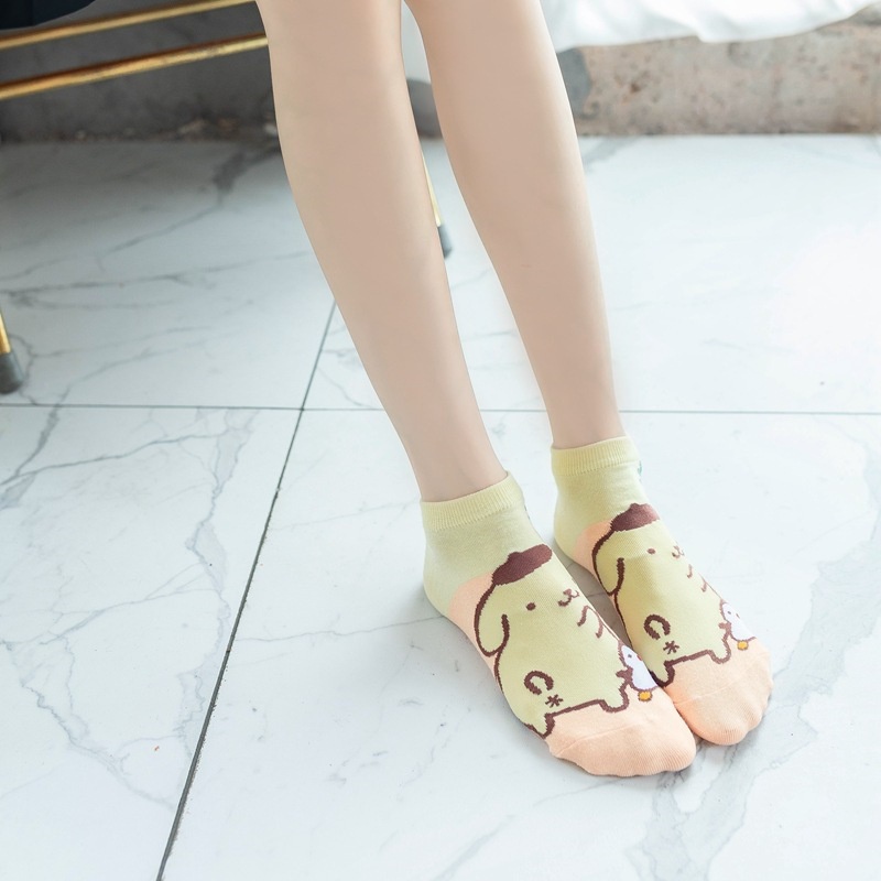 Set 5 Đôi Tất Cotton Cổ Thấp Hoạ Tiết My Melody Keroppi Cinnamoroll Đáng Yêu
