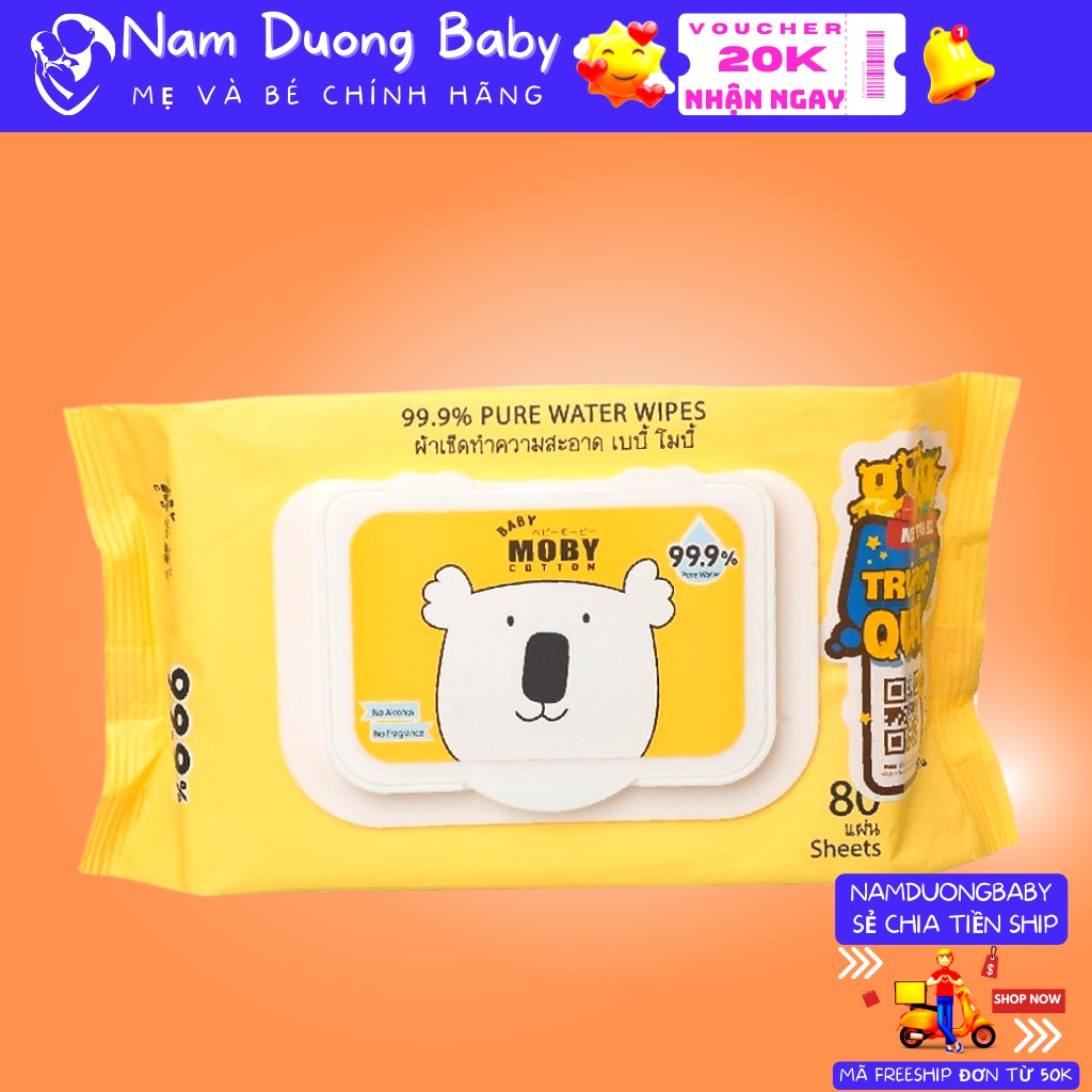 Khăn Ướt Tinh Khiết Moby Thái Lan Moby Thái Lan tinh khiết, an toàn