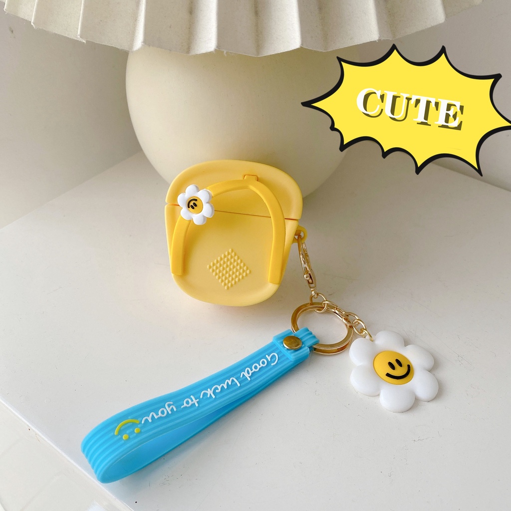 Vỏ Bảo Vệ Hộp Sạc Tai Nghe AirPods3 2021 / AirPods3 / AirPodsPro Hình Dép Lê Nhỏ Màu Vàng Họa Tiết Hoa Cúc Dễ Thương Ốp