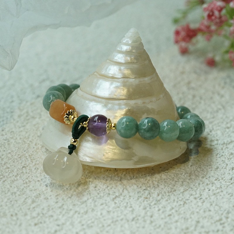 Vòng Tay Chuỗi Hạt Đá Mã Não Màu Vàng Mặt Dây Hình Bí Ngô Phong Cách Mới