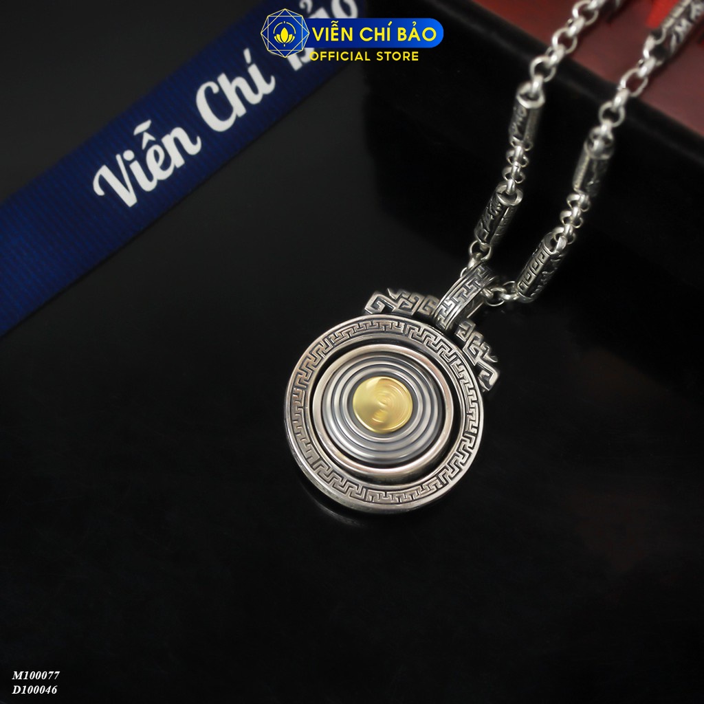 Mặt dây chuyền bạc nam Bát quái đồ lưỡng nghi thái cực chất liệu bạc Thái S925 thương hiệu Viễn Chí Bảo M100077