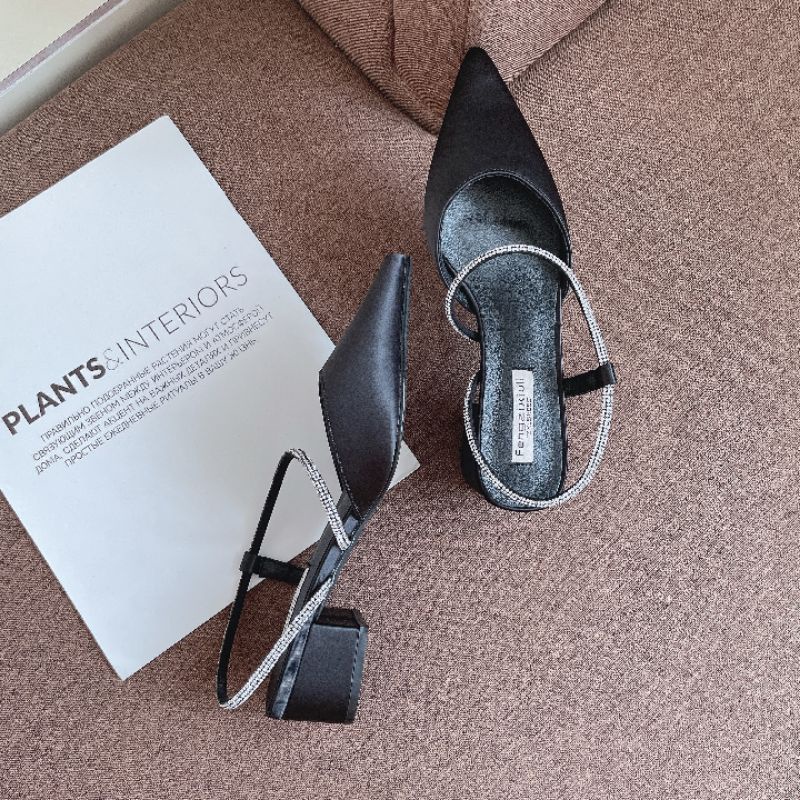 (ẢNH THẬT) Sandal 3p Lụa Satin Quai Đá Mềm Êm Fullbox Cao Cấp
