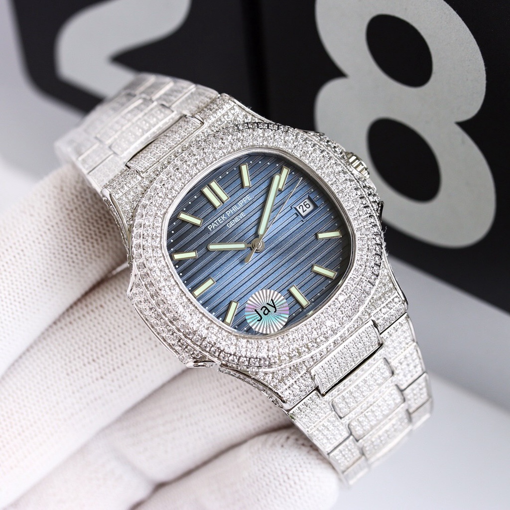 Đồng hồ Nam Patek Philippe full đá sw siêu đẹp, bản nâng cấp có kèm trang bị chống xước | BigBuy360 - bigbuy360.vn