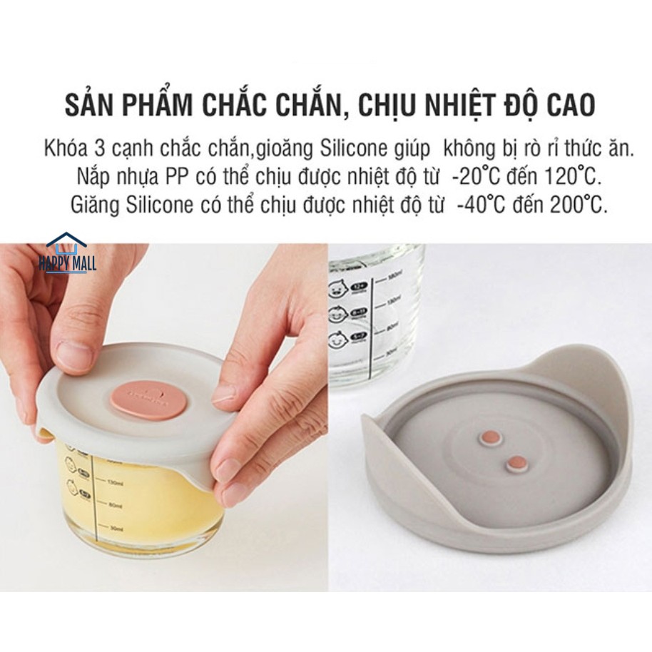 Hộp thủy tinh chia vạch Lock&Lock LLG508 nắp mềm dung tích 230ml đựng thức ăn cho bé theo từng tháng tuổi