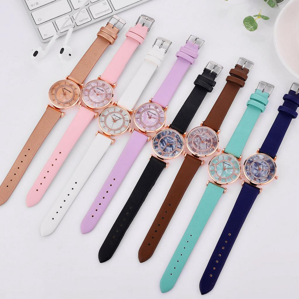 Đồng Hồ Nữ Dây Da Mặt Đá Hoa Cương Thời Trang