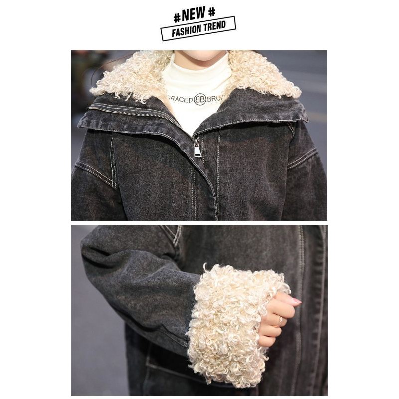 Áo khoác denim jean lót lông