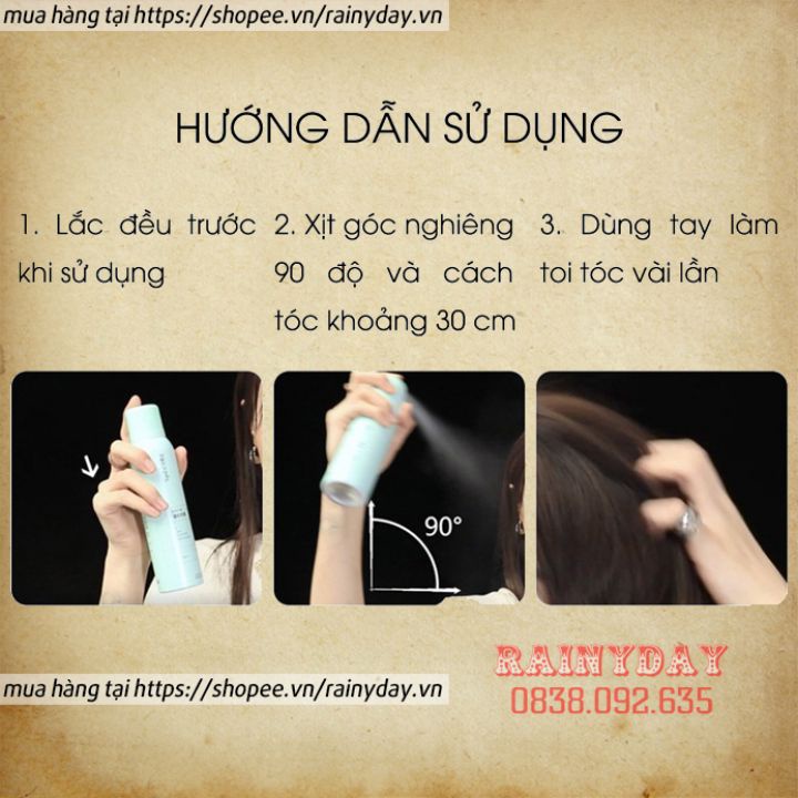 Dầu gội khô dạng xịt Spes, dầu gội đầu khô nữ không bết dính phồng tóc nội địa trung quốc