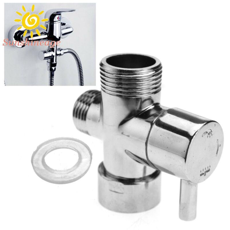1/2 3/4 Chrome 3-Way T-Adapter Shower Head Diverter Valve For Bath Mixer Tap New