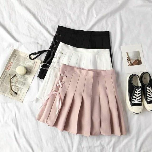Chân váy TENNIS ULZZANG phối dây xỏ bên | BigBuy360 - bigbuy360.vn
