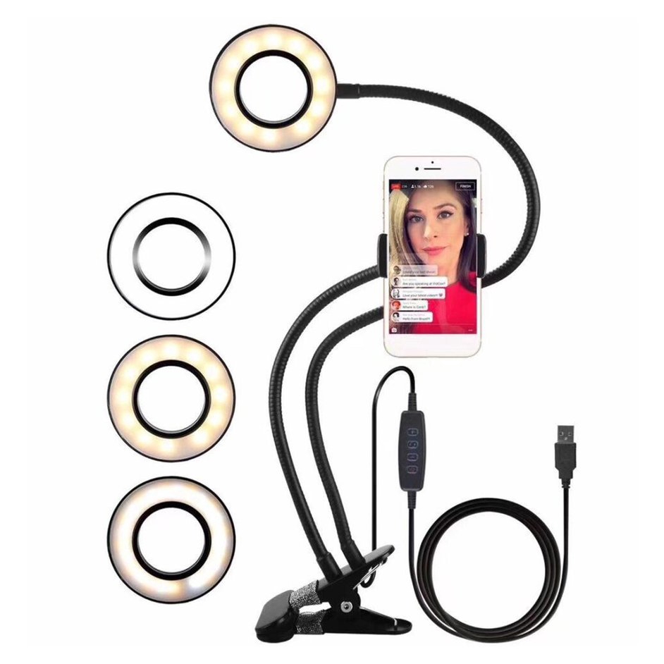 [0609] USB Charging Power LED Selfie Ring Filling Light With Mobile Phone Clip Holder