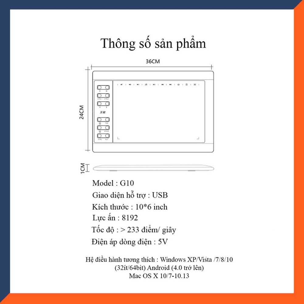 [FREESHIP]Bảng vẽ điện tử G10 Hỗ trợ dạy &amp; học Online, Màn cỡ 10x6 inch, tương thích Window, Mac và Android - 2022