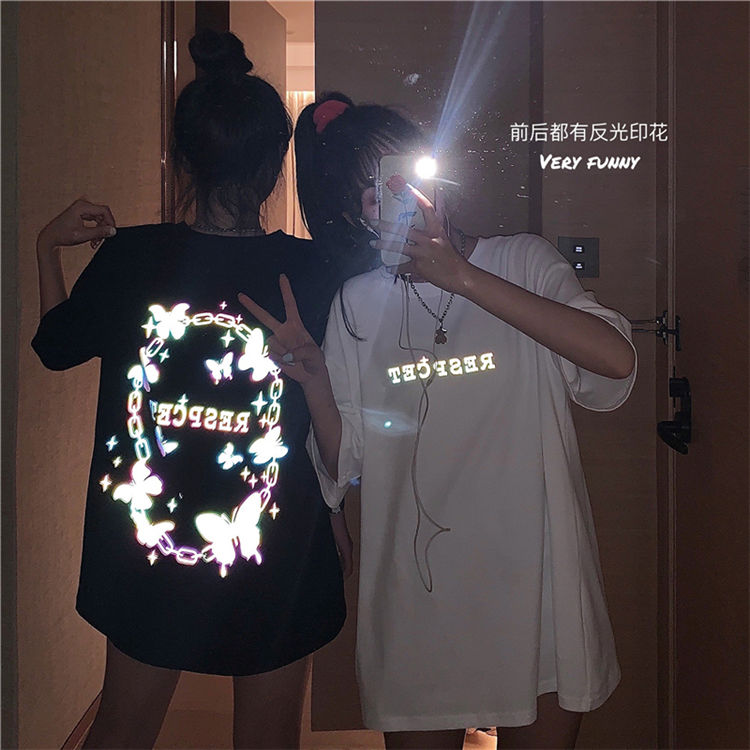 Fashionable Reflective Butterfly Pattern for Women T-shirt