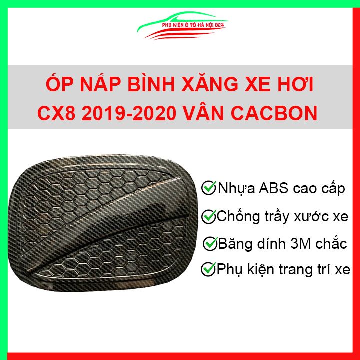 Ốp nắp xăng CX8, CX-8 2019-2020 vân cacbon bảo vệ chống trầy trang trí ô tô