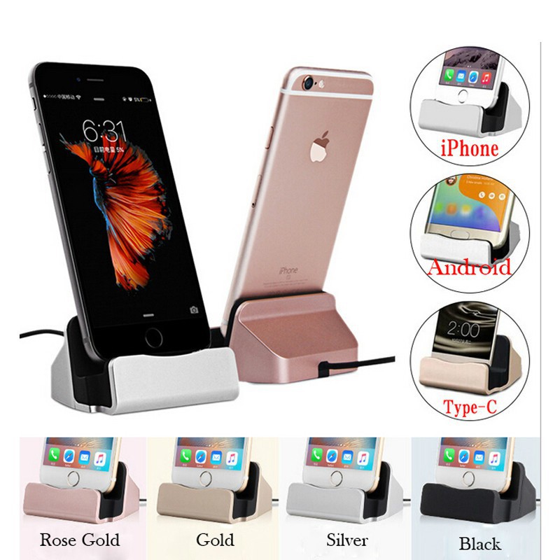 Dock sạc kèm dây cáp đồng bộ hóa cho iPhone và Android