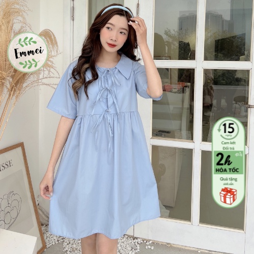 Váy babydoll dáng ngắn, đầm babydoll xanh đôi bạn thân E44 thời trang nữ emmei