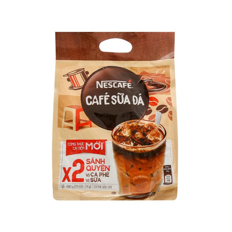 Nescafe' cà phê sữa đá Bịch 25 gói/Hộp 10 gói