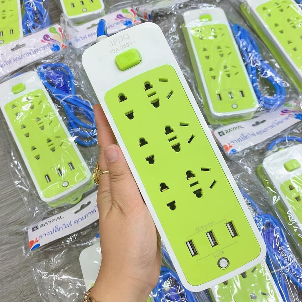 Ổ điện chống giật màu xanh kèm usb