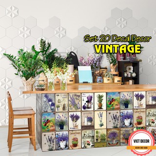 Decal Decor Vintage - Set 20 Tấm Lavender -  Poster Trang trí Tường, Nội thất