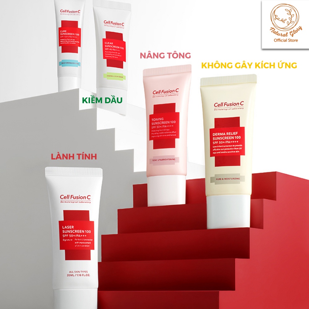 Kem chống nắng nâng tông Cell Fusion C Toning Sunscreen màu hồng 50ml làm đều màu da, dưỡng da, cấp ẩm SPF50+/PA++++