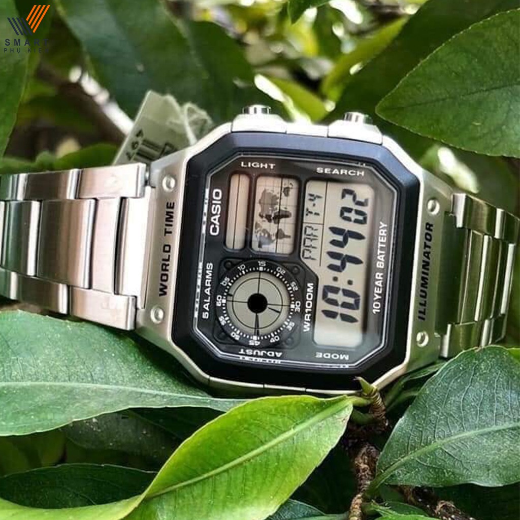 Đồng hồ điện tử nam AE 1200, classic chống nước, dây đeo tay inox bạc, uniex thời trang | BigBuy360 - bigbuy360.vn