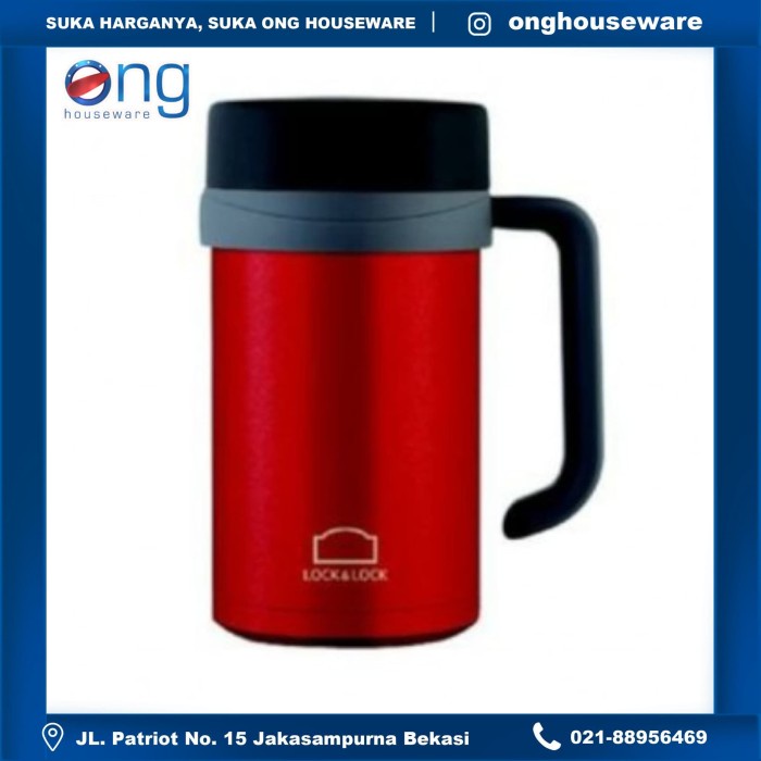 LOCK & LOCK Cốc Tumbler 550ml có khóa và tay cầm màu đen LHC4026B