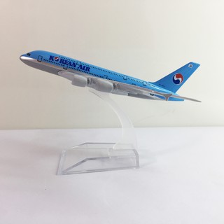 Mô hình máy bay kim loại Hàn Quốc Korean Air 16cm dòng Airbus A380 món quà tặng mô hình die-cast trưng bày bàn tủ kệ giá